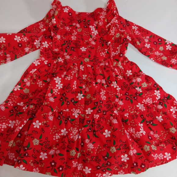 Carters Red Floral Dress with Matching Bottoms, 18M - Picture 2 of 4